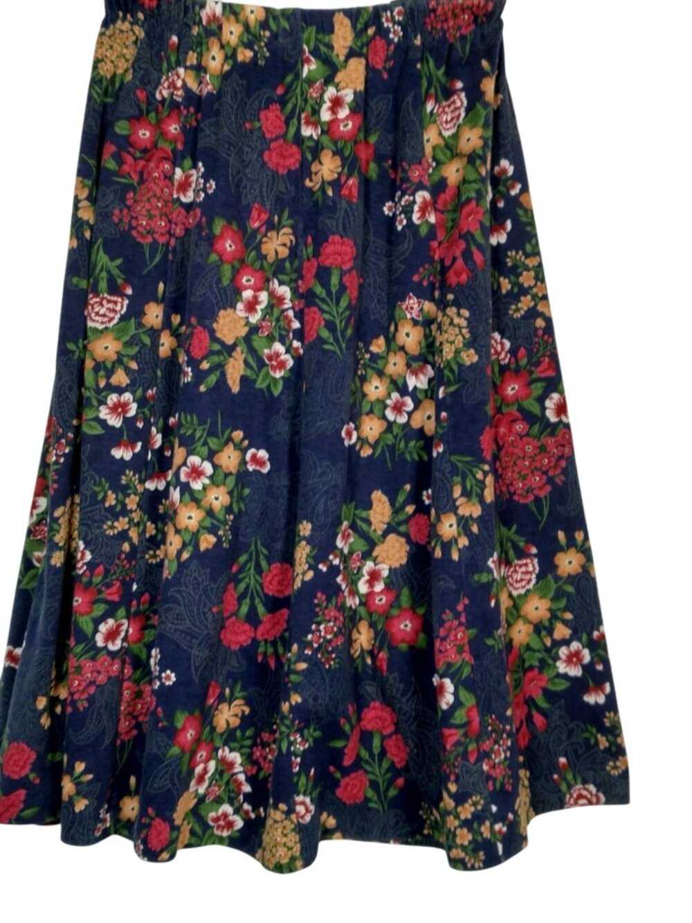 Vintage Large Skirt And Shirt Knit Outfit Set Blue Floral Cottagecore Soft USA - Picture 5 of 16
